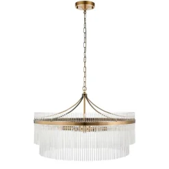 Marietta 7 Light Antique Brass & Glass Pendant Ceiling Light