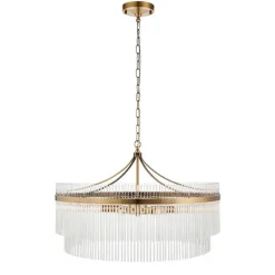 Marietta 7 Light Antique Brass & Glass Pendant Ceiling Light