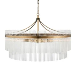 Marietta 7 Light Antique Brass & Glass Pendant Ceiling Light