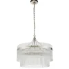 Marietta 5 Light Bright Nickel & Glass Pendant Ceiling Light