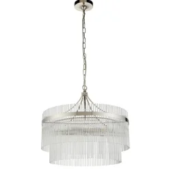 Marietta 5 Light Bright Nickel & Glass Pendant Ceiling Light