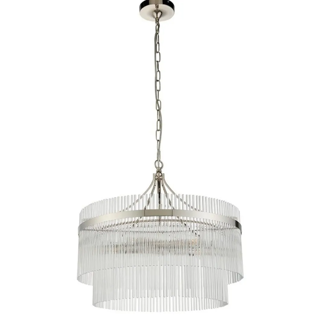Marietta 5 Light Bright Nickel & Glass Pendant Ceiling Light