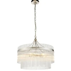 Marietta 5 Light Bright Nickel & Glass Pendant Ceiling Light