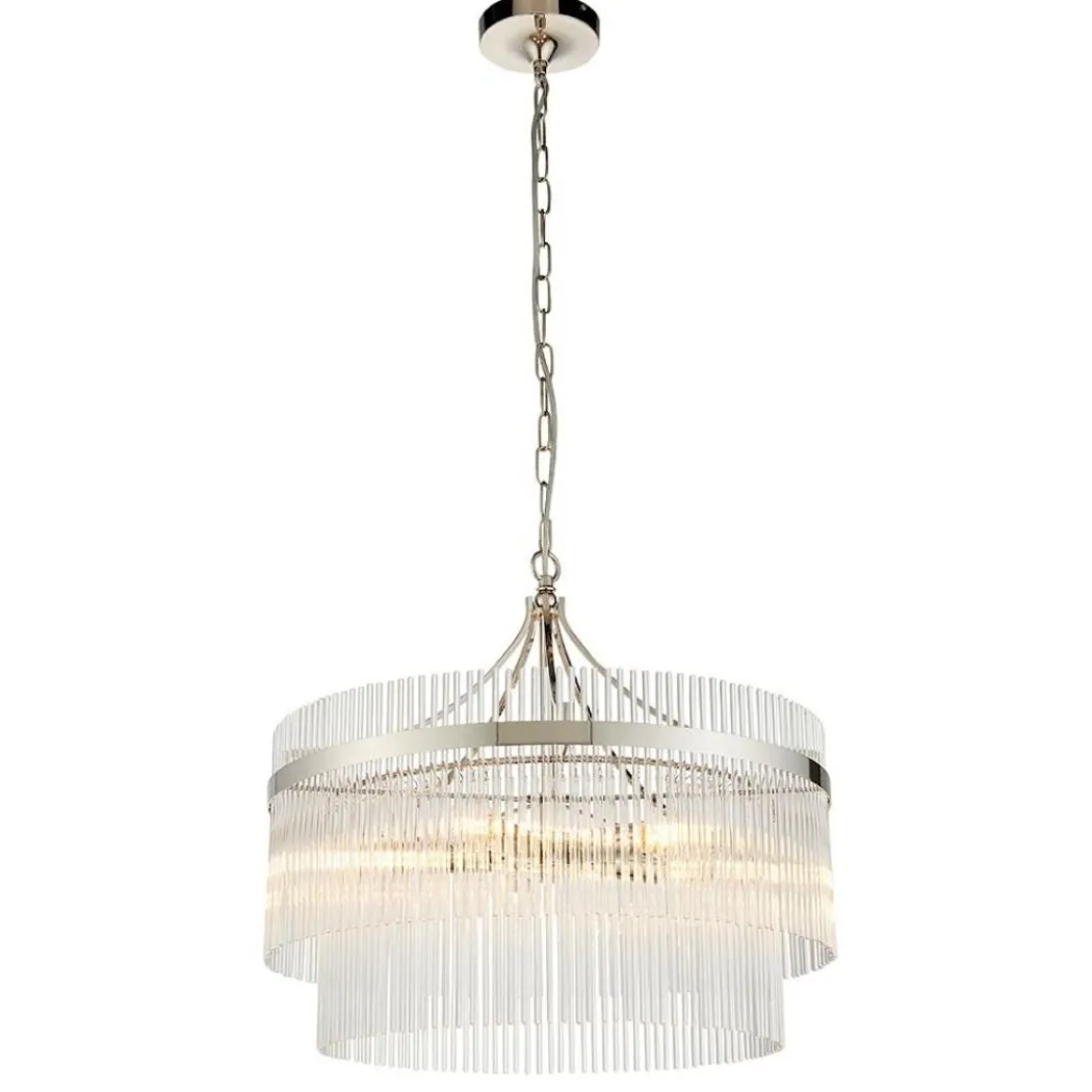 Marietta 5 Light Bright Nickel & Glass Pendant Ceiling Light