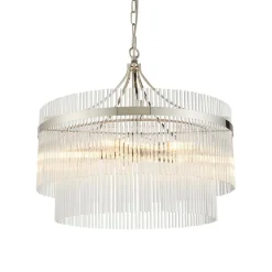 Marietta 5 Light Bright Nickel & Glass Pendant Ceiling Light