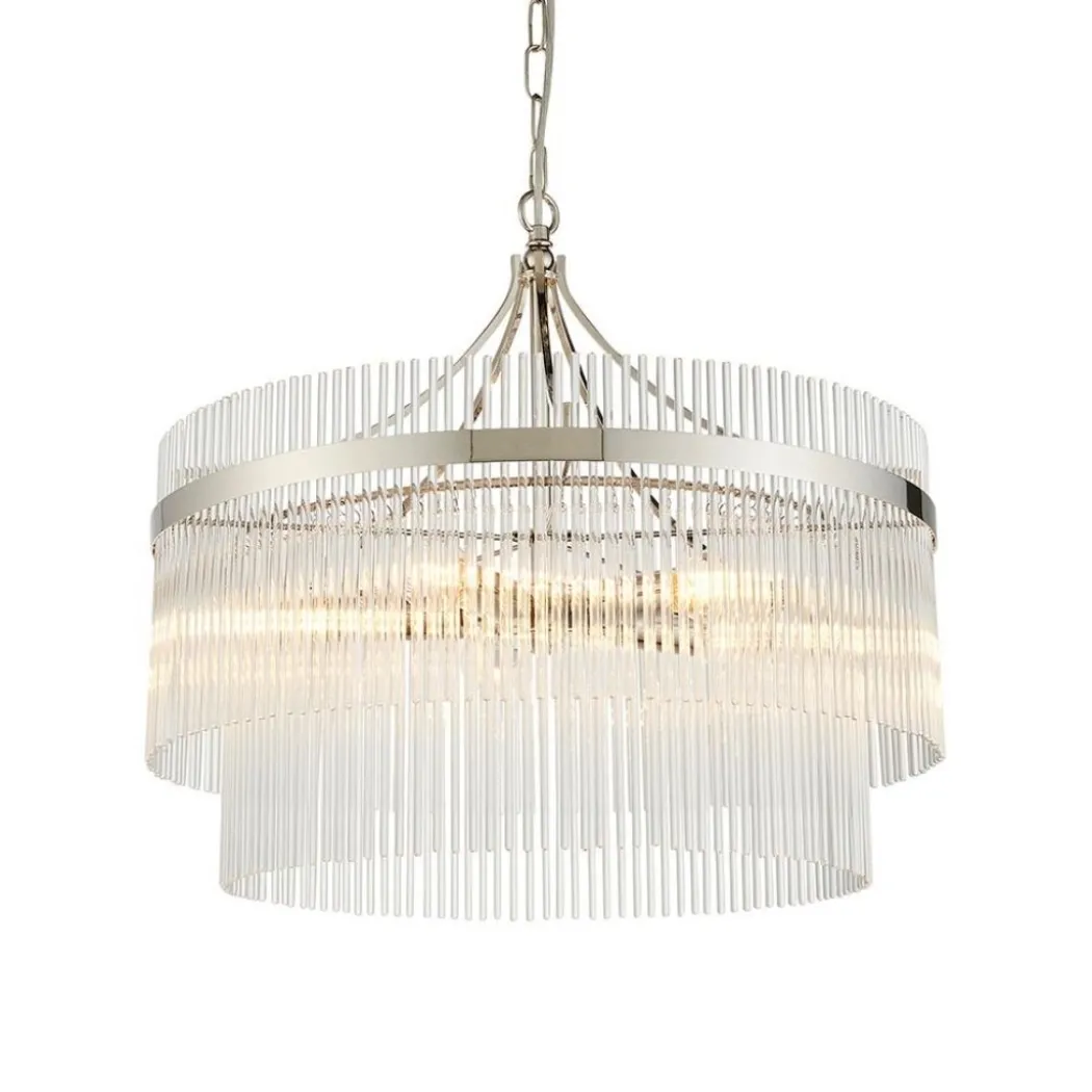 Marietta 5 Light Bright Nickel & Glass Pendant Ceiling Light
