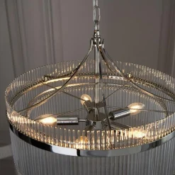 Marietta 5 Light Bright Nickel & Glass Pendant Ceiling Light