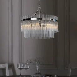 Marietta 5 Light Bright Nickel & Glass Pendant Ceiling Light