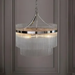 Marietta 5 Light Bright Nickel & Glass Pendant Ceiling Light