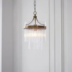 Marietta Antique Brass & Glass Pendant Ceiling Light