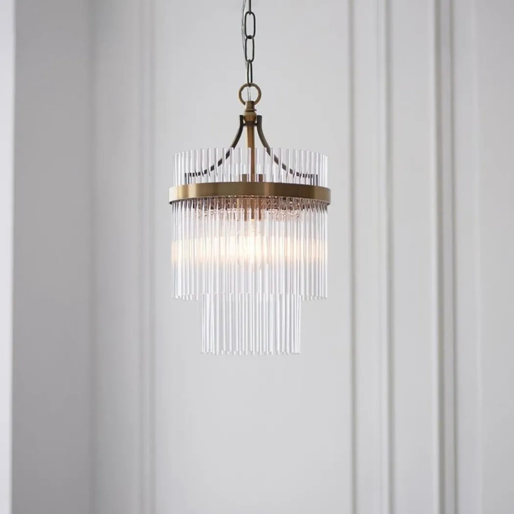 Marietta Antique Brass & Glass Pendant Ceiling Light