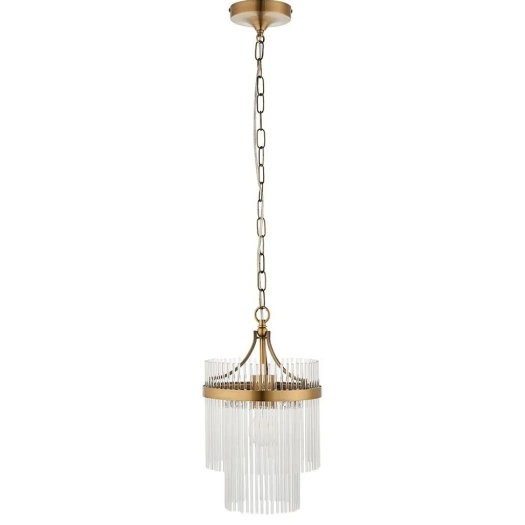 Marietta Antique Brass & Glass Pendant Ceiling Light