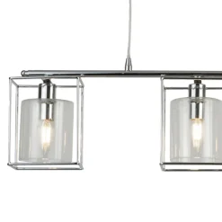 Mascardi 3 Light Chrome & Glass Ceiling Pendant Bar