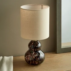 Maura Brown Tortoise Glass Table Lamp