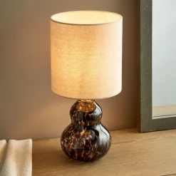 Maura Brown Tortoise Glass Table Lamp