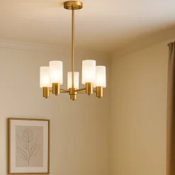 Maya 5-Light Antique Brass Semi-Flush Ceiling Light
