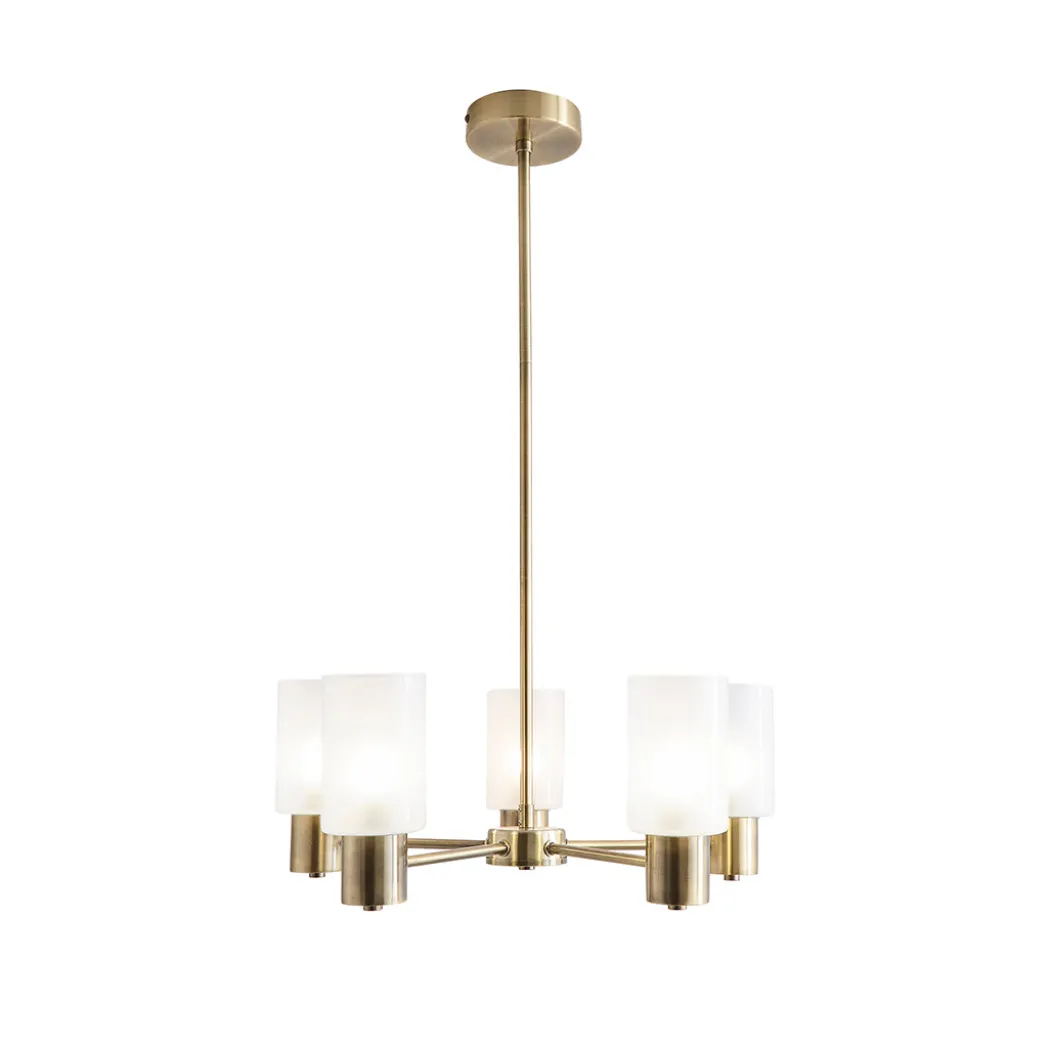 Maya 5-Light Antique Brass Semi-Flush Ceiling Light