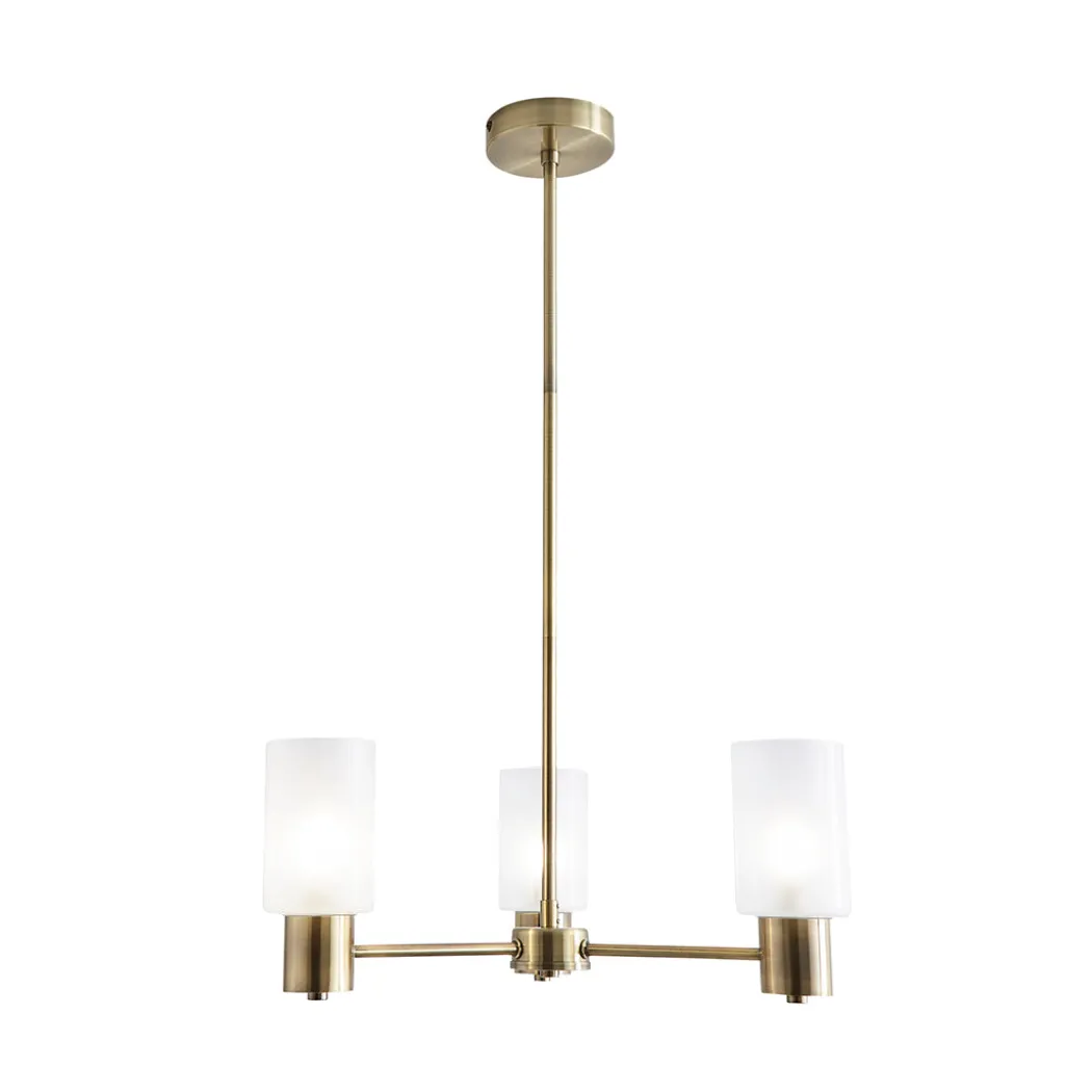 Maya 3-Light Antique Brass Semi-Flush Ceiling Light