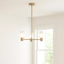 Maya 3-Light Antique Brass Semi-Flush Ceiling Light