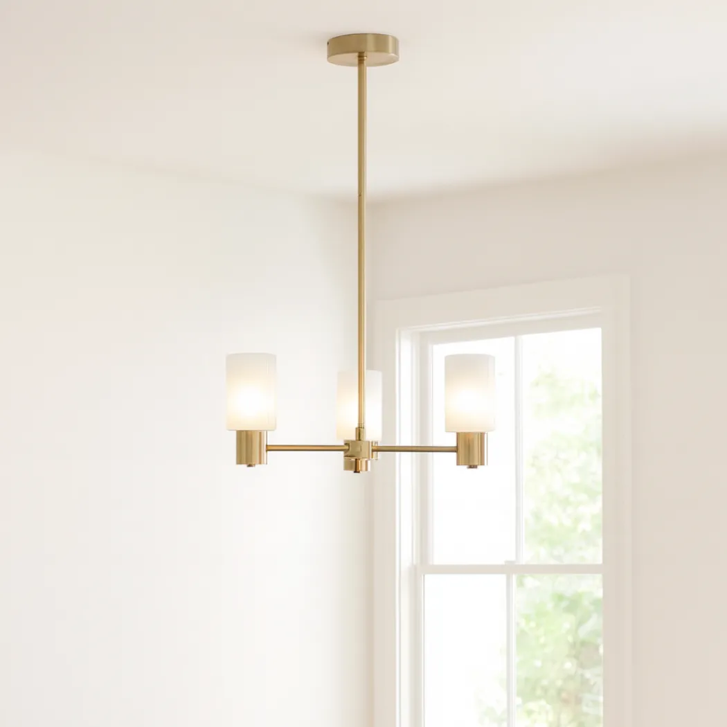Maya 3-Light Antique Brass Semi-Flush Ceiling Light