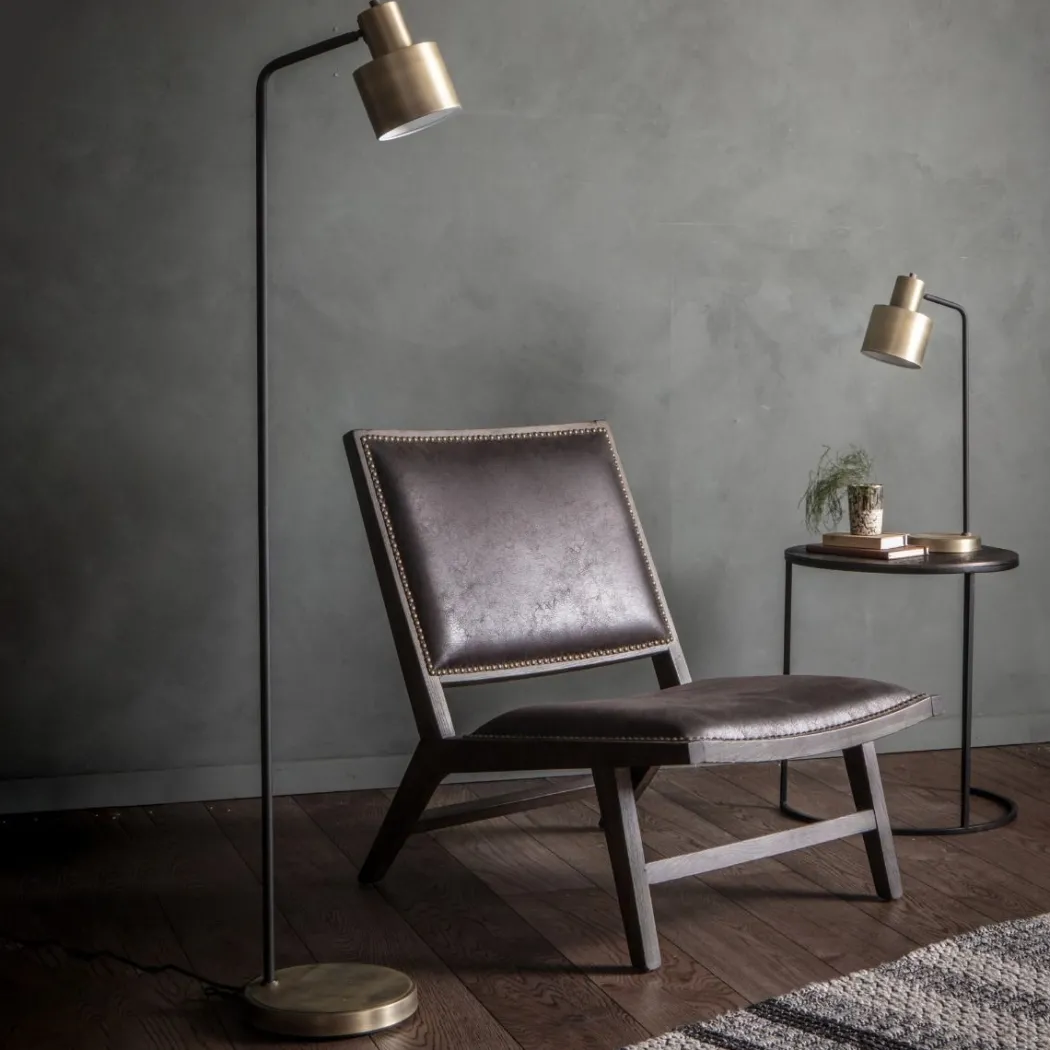 Mayfield Antique Brass & Black Floor Lamp