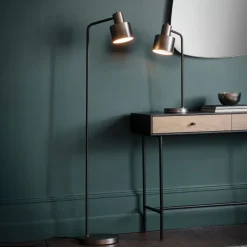 Mayfield Brushed Silver & Black Floor Lamp