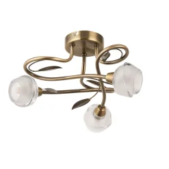 Maywood 3 Light Semi Flush Ceiling Light Antique Brass