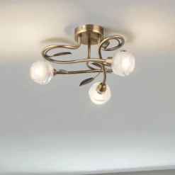 Maywood 3 Light Semi Flush Ceiling Light Antique Brass