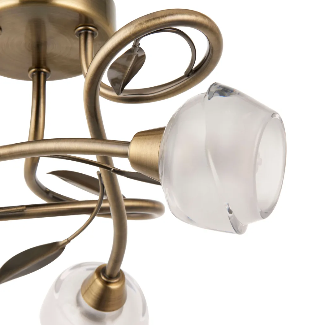 Maywood 3 Light Semi Flush Ceiling Light Antique Brass