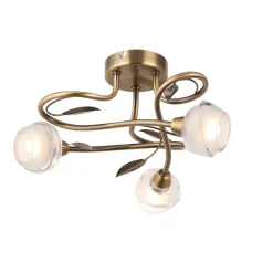 Maywood 3 Light Semi Flush Ceiling Light Antique Brass