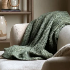 Melange Knit Throw Khaki