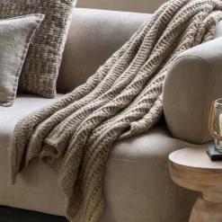 Melange Knit Throw Oatmeal