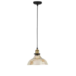 Melina Antique Brass & Amber Glass Ceiling Pendant