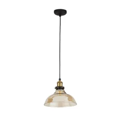 Melina Antique Brass & Amber Glass Ceiling Pendant