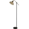 Melina Antique Brass & Amber Glass Task Floor Lamp