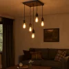 Melrose 5 Light Black & Wood Pendant Ceiling Light