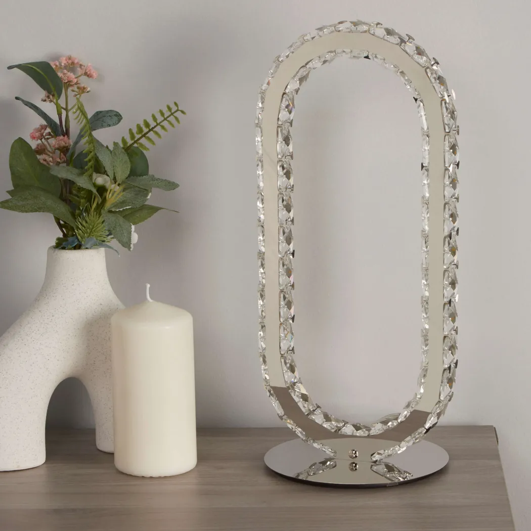 Mendoza Chrome and Clear Glass LED Table Lamp