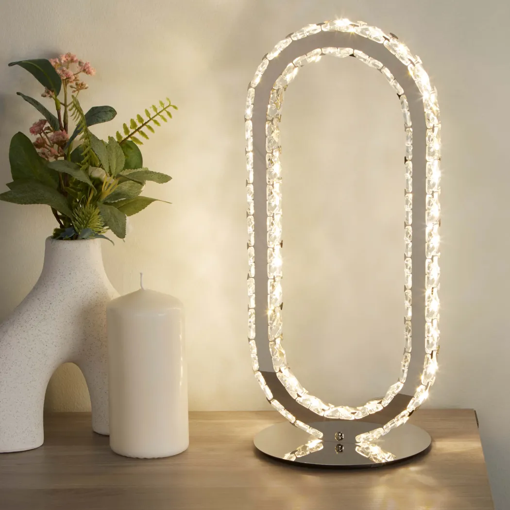 Mendoza Chrome and Clear Glass LED Table Lamp