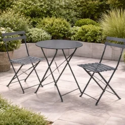 Metal Folding Bistro Set Grey