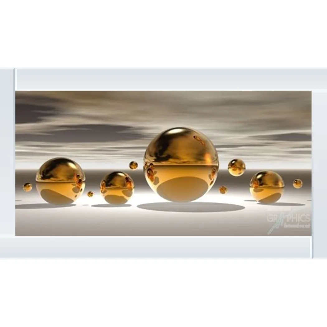 Metallic Gold Liquid Art with Mirrored Frame 67x117cm