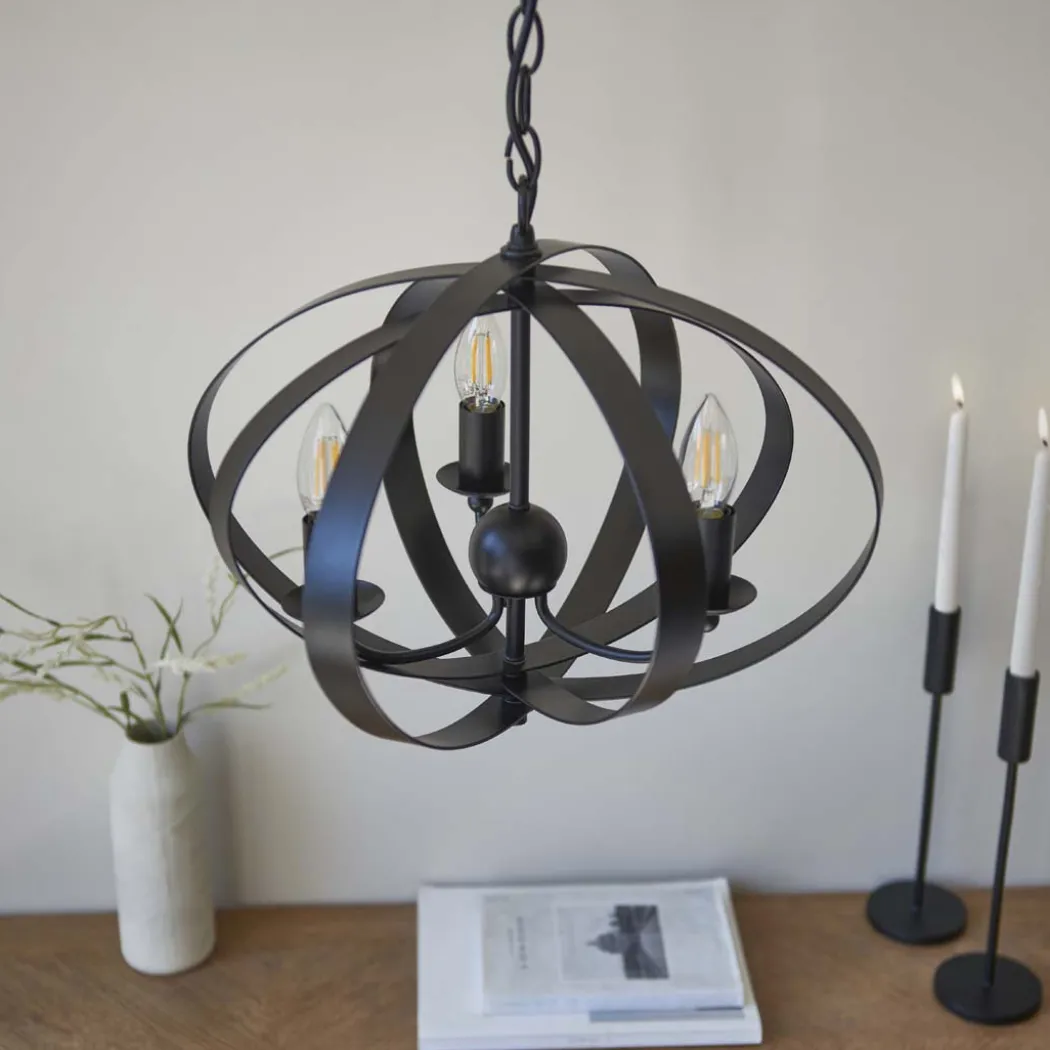Midnight 3 Light Matte Black Pendant Ceiling Light