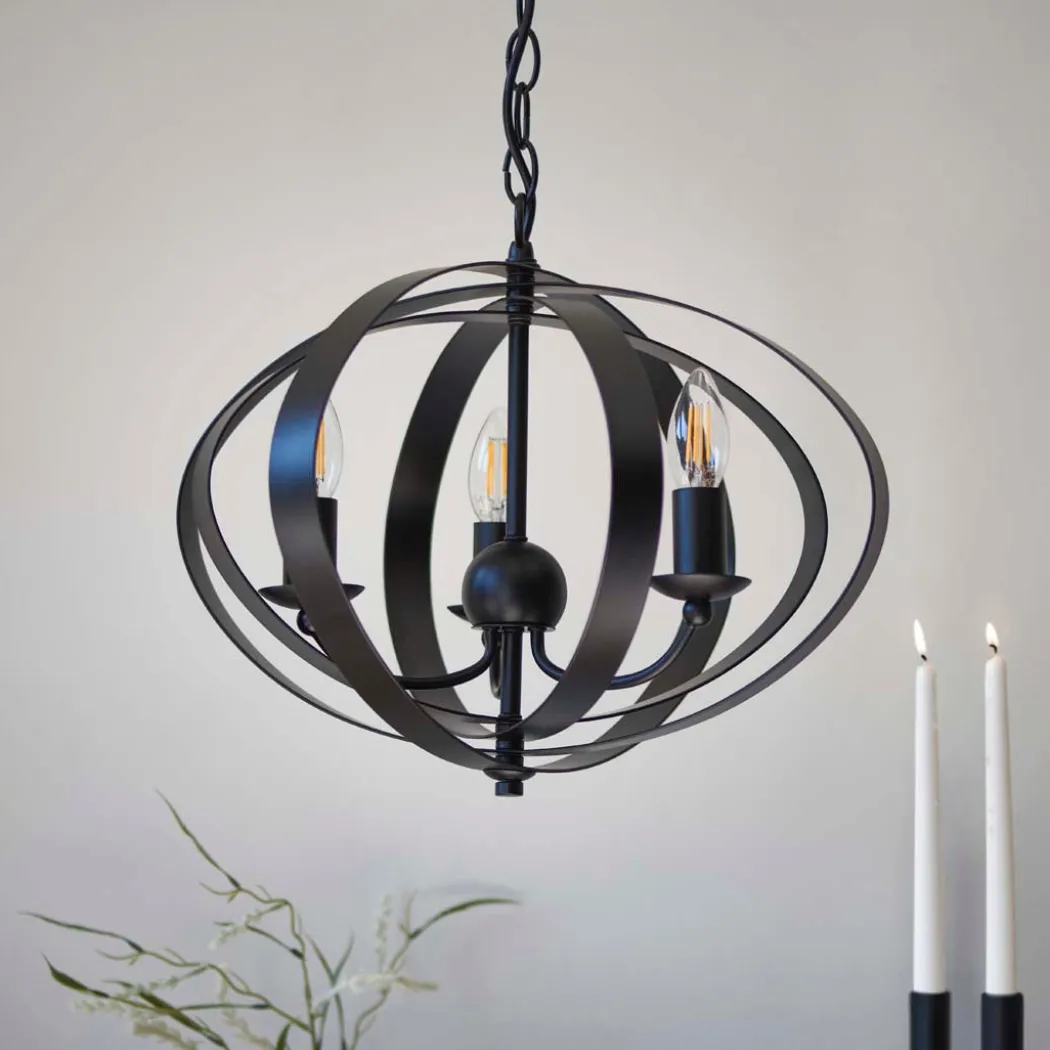 Midnight 3 Light Matte Black Pendant Ceiling Light