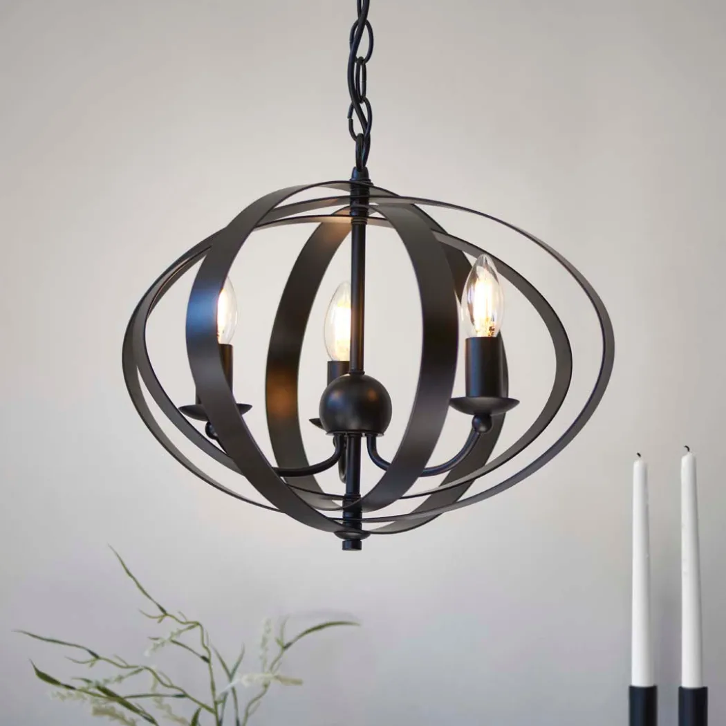 Midnight 3 Light Matte Black Pendant Ceiling Light