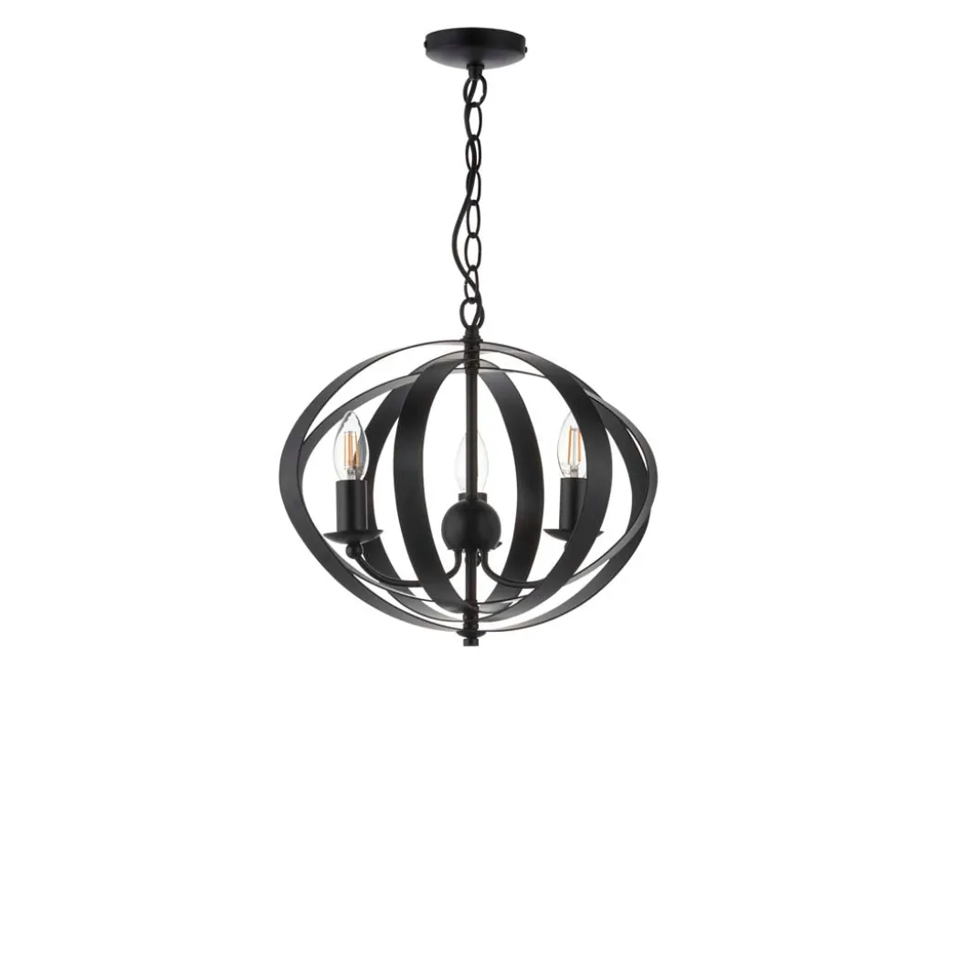 Midnight 3 Light Matte Black Pendant Ceiling Light