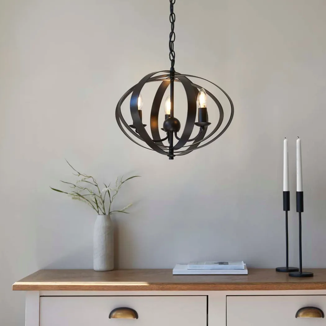 Midnight 3 Light Matte Black Pendant Ceiling Light