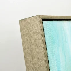 Mineral Aqua Haze Abstract Canvas with Brushed Silver Frame 100x80cm