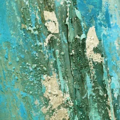 Mineral Aqua Haze Abstract Canvas with Brushed Silver Frame 100x80cm