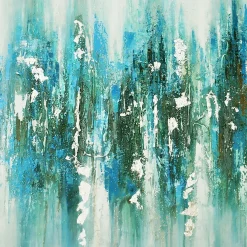 Mineral Aqua Haze Abstract Canvas with Brushed Silver Frame 100x80cm