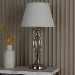 Miranda Satin Chrome Table Lamp