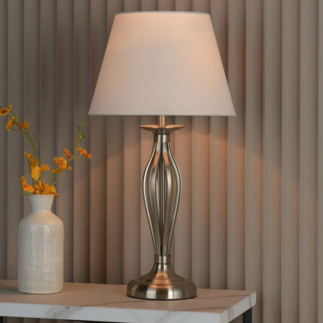 Miranda Satin Chrome Table Lamp